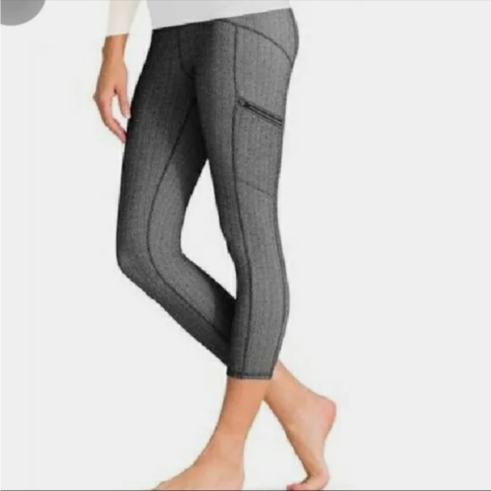 Athleta Gray Herringbone Static Drifter Capri Leggings Women's Small 983305